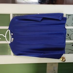 Linda Allard for Ellen Tracy 100 percent silk blouse vintage calbalt blue